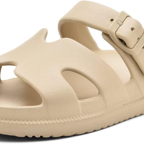 Shoes - Women's Flat Sandals EVA Arch Support Summer Beach Slides Adjustable Buckle